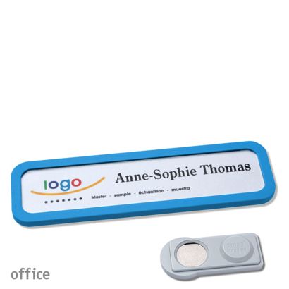 Namensschilder OFFICE, magnetisch smag® Magnet | mittelblau | 75 x 17 mm