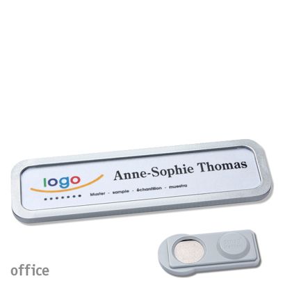 Namensschilder OFFICE, magnetisch smag® Magnet | edelstahl | 75 x 17 mm