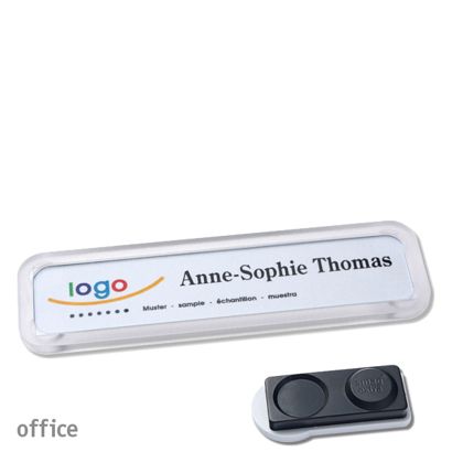 Namensschilder OFFICE, magnetisch smag® Magnet, extra stark | transparent | 75 x 17 mm