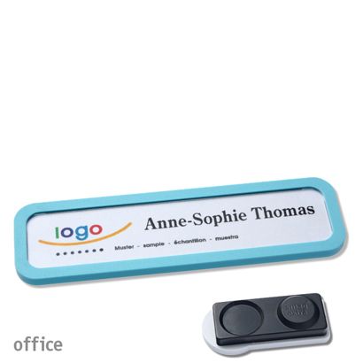 Namensschilder OFFICE, magnetisch smag® Magnet, extra stark | pastellblau | 75 x 17 mm