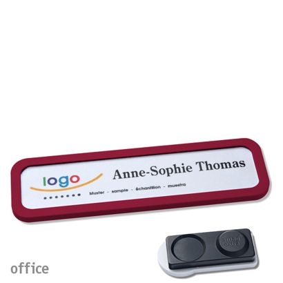 Namensschilder OFFICE, magnetisch smag® Magnet, extra stark | bordeauxviolett | 75 x 17 mm