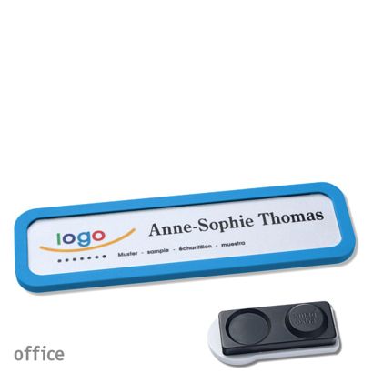 Namensschilder OFFICE, magnetisch smag® Magnet, extra stark | mittelblau | 75 x 17 mm