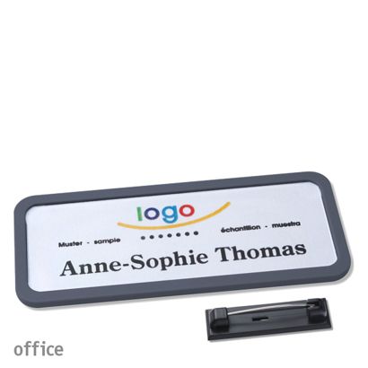 Namensschild mit Nadel OFFICE anthrazit | 75 x 27 mm