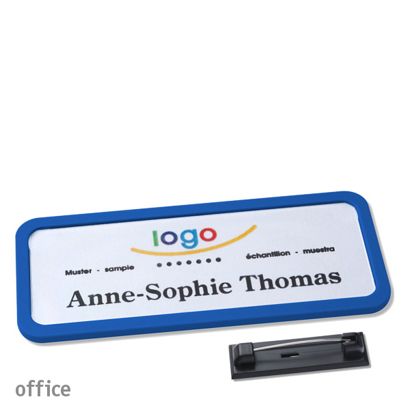 Namensschild mit Nadel OFFICE blau | 75 x 27 mm