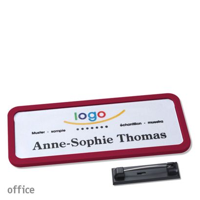 Namensschild mit Nadel OFFICE bordeauxviolett | 75 x 27 mm