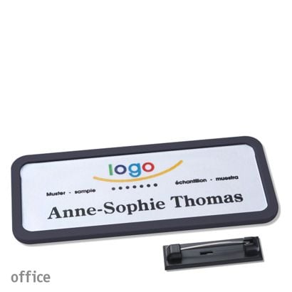 Namensschild mit Nadel OFFICE schwarz | 75 x 27 mm
