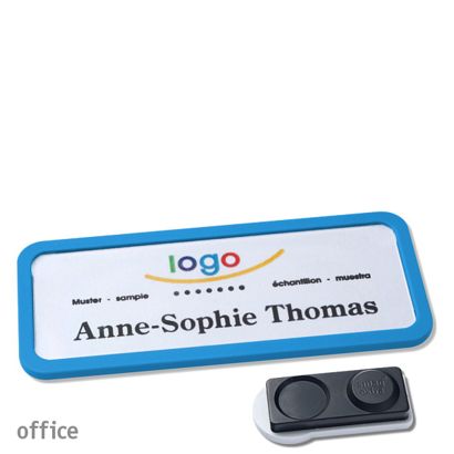 Namensschilder OFFICE, magnetisch smag® Magnet, extra stark | mittelblau | 75 x 27 mm