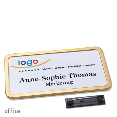 Namensschild mit Nadel OFFICE gold | 75 x 37 mm