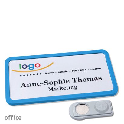 Namensschilder OFFICE, magnetisch smag® Magnet | mittelblau | 75 x 37 mm