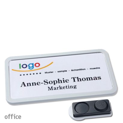 Namensschilder OFFICE, magnetisch smag® Magnet, extra stark | hellgrau | 75 x 37 mm