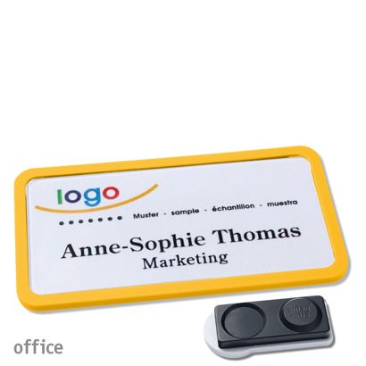 Namensschilder OFFICE, magnetisch smag® Magnet, extra stark | gelb | 75 x 37 mm