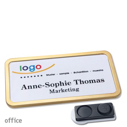 Namensschilder OFFICE, magnetisch smag® Magnet, extra stark | gold | 75 x 37 mm