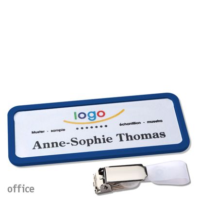 Namensschild mit Clip office Hängerclip | dunkelblau | 75 x 27 mm