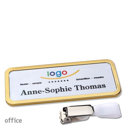 Namensschild mit Clip office Hängerclip | gold | 75 x 27 mm