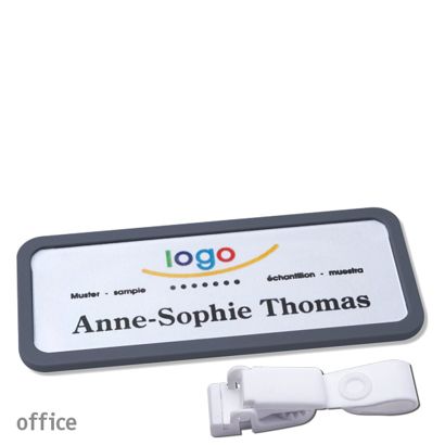 Namensschild mit Clip office Hängerclip metallfrei | anthrazit | 75 x 27 mm