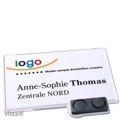 Namensschilder VISTA, magnetisch smag® Magnet, extra stark | weiß | 85 x 54 mm