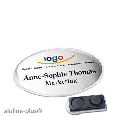 Namensschilder aluline-plus®, magnetisch smag® Magnet, extra stark | silber | 65 x 43 mm