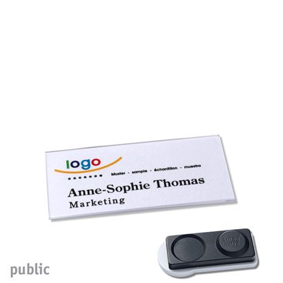 Namensschilder PUBLIC, magnetisch smag® Magnet, extra stark | 60 x 27 mm
