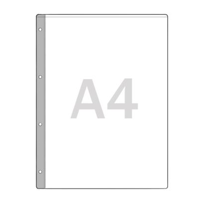Prospekthüllen, A4 180 µm | Abheftrand: 15 mm breit mit 4-fach Lochung