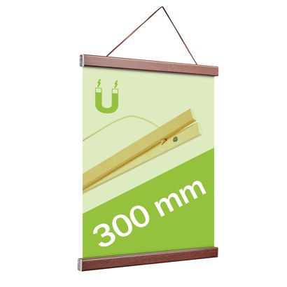 Posterleisten aus Holz, mit Aufhängeschnur und Magnetbefestigung dunkelbraun | 300 mm