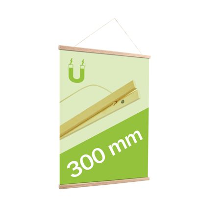 Posterleisten aus Holz, mit Aufhängeschnur und Magnetbefestigung 300 mm | Eiche 