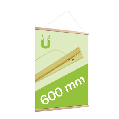 Posterleisten aus Holz, mit Aufhängeschnur und Magnetbefestigung Eiche | 600 mm