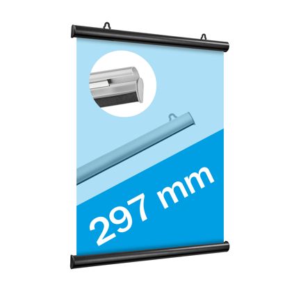 Posterklemmschienen Aluminium, aufklappbar schwarz | 297 mm