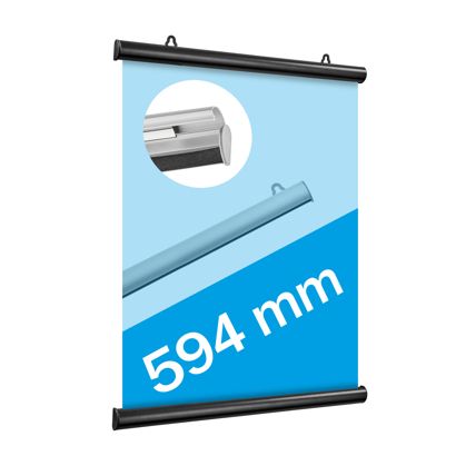 Posterklemmschienen Aluminium, aufklappbar schwarz | 594 mm