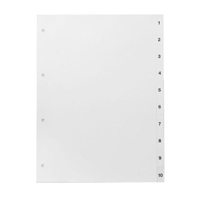 Ordnerregister, A4, 10-teilig (1-10), weiß 