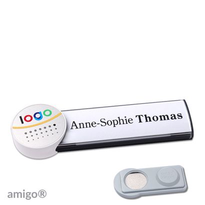 Namensschilder amigo® alu-print Magnet circle | smag® Magnet | anthrazit | silber | weiß