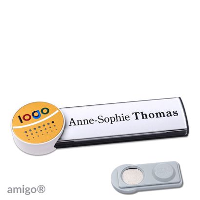 Namensschilder amigo® alu-print Magnet circle | smag® Magnet | anthrazit | gold | weiß