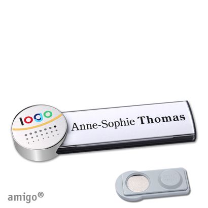 Namensschilder amigo® alu-print Magnet circle | smag® Magnet | anthrazit | silber | edelstahl