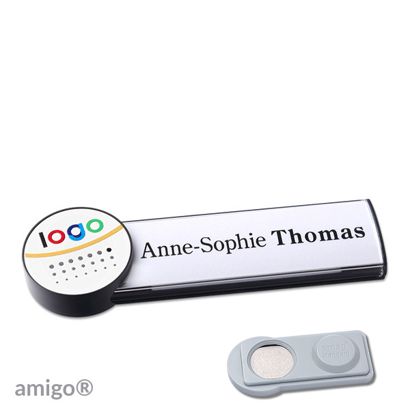 Namensschilder amigo® alu-print Magnet circle | smag® Magnet | anthrazit | weiß | anthrazit