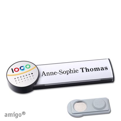 Namensschilder amigo® alu-print Magnet circle | smag® Magnet | anthrazit | silber | anthrazit