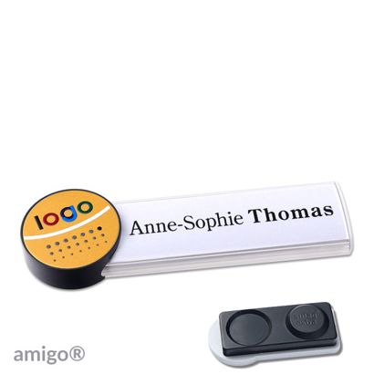 Namensschilder amigo® alu-print Magnet circle | smag® Magnet, extra stark | weiß | gold | anthrazit