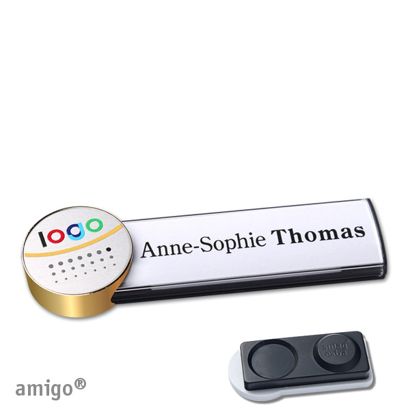 Namensschilder amigo® alu-print Magnet circle | smag® Magnet, extra stark | anthrazit | silber | gold