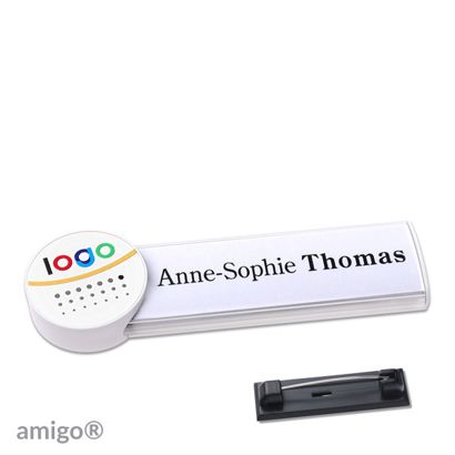 Namensschilder amigo® alu-print Nadel weiß | weiß | weiß