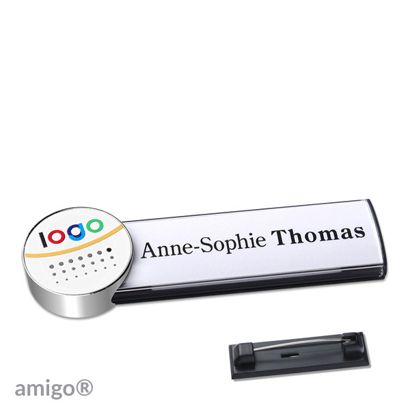 Namensschilder amigo® alu-print Nadel anthrazit | weiß | chrom