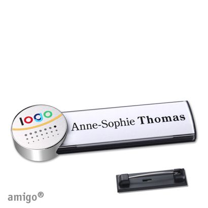 Namensschilder amigo® alu-print Nadel anthrazit | silber | chrom
