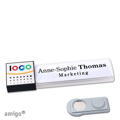 Namensschilder amigo® alu-print Magnet square | smag® Magnet | weiß | silber | anthrazit