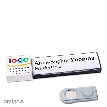 Namensschilder amigo® alu-print Magnet square | smag® Magnet | anthrazit | weiß | weiß