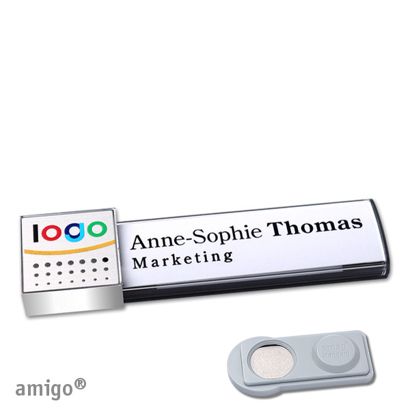 Namensschilder amigo® alu-print Magnet square | smag® Magnet | anthrazit | silber | chrom