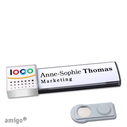 Namensschilder amigo® alu-print Magnet square | smag® Magnet | anthrazit | silber | edelstahl