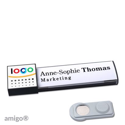 Namensschilder amigo® alu-print Magnet square | smag® Magnet | anthrazit | weiß | anthrazit