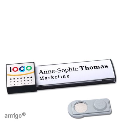 Namensschilder amigo® alu-print Magnet square | smag® Magnet | anthrazit | silber | anthrazit