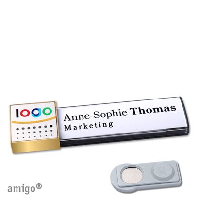 Namensschilder amigo® alu-print Magnet square | smag® Magnet | anthrazit | silber | gold