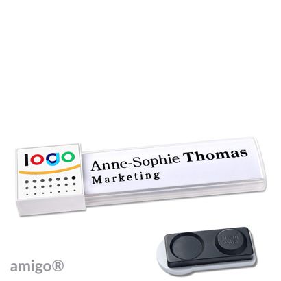 Namensschilder amigo® alu-print Magnet square | smag® Magnet, extra stark | weiß | weiß | weiß