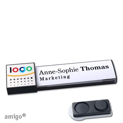 Namensschilder amigo® alu-print Magnet square | smag® Magnet, extra stark | anthrazit | silber | anthrazit