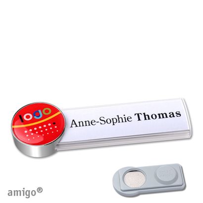 Namensschilder amigo® doming Magnet circle | smag® Magnet | weiß | chrom