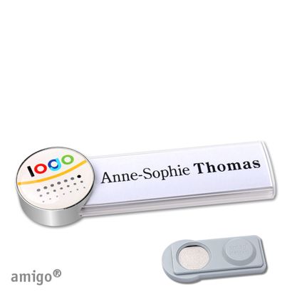 Namensschilder amigo® doming Magnet circle | smag® Magnet | weiß | edelstahl